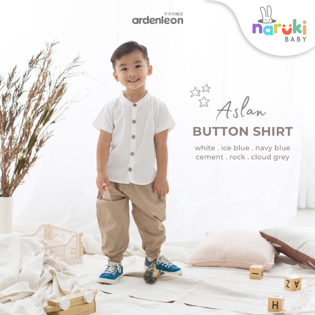 Ardenleon Boy Aslan Button Shirt Arden Leon Baju Atasan Anak Laki-laki