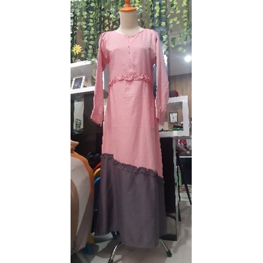 preloved gamis casual pink abu