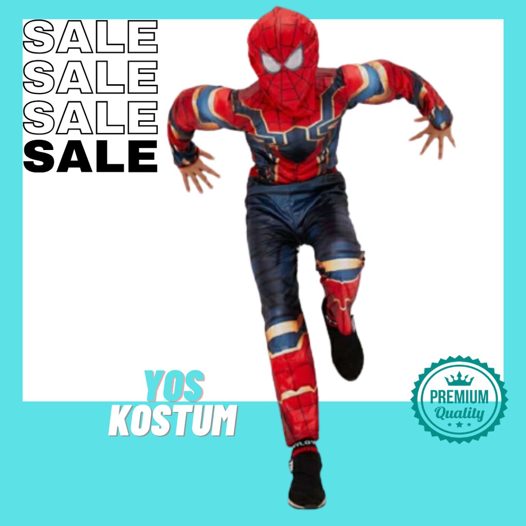 Kostum Anak Spiderman Import Busa Otot Baju Karakter Superhero Iron Spider Costume Cosplay Ultah