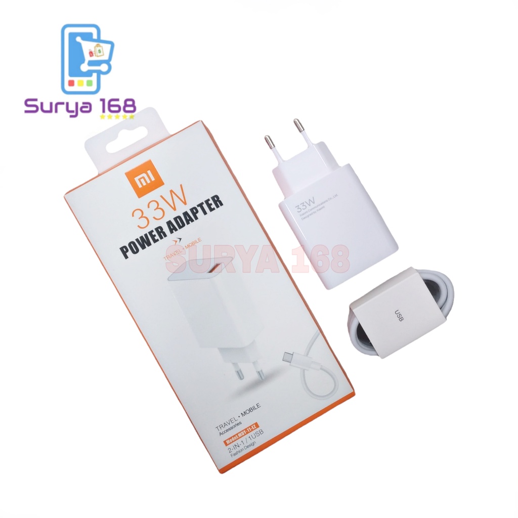 CHARGER CASAN CHARGE POWER ADAPTER XIAOMI TYPE C TRAVEL MOBILE 33WATT 33 WATT FAST CHARGING