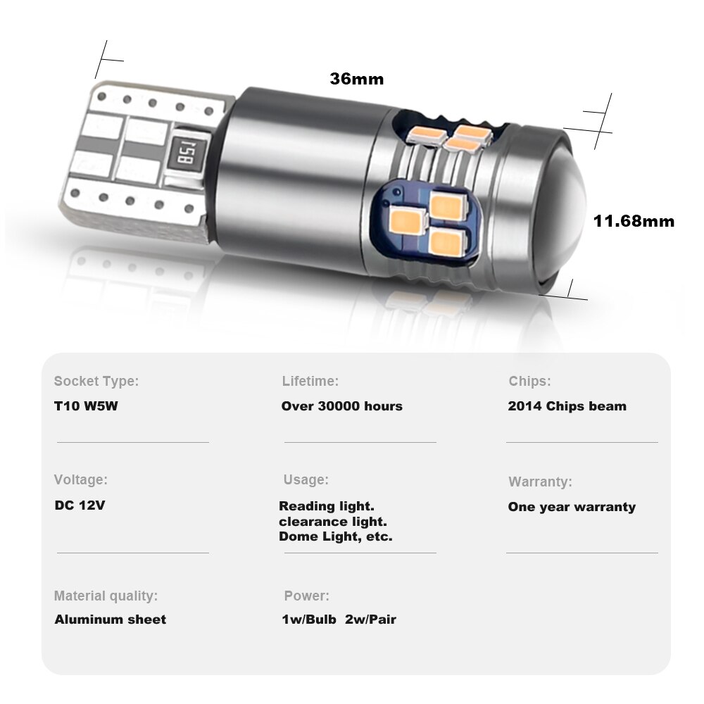 2 Pcs Lampu Sinyal Led W5W 18SMD 2014Chips T10 Canbus Led 194 168 Interior Mobil Lampu Baca Dome Light Lampu Parkir 12V