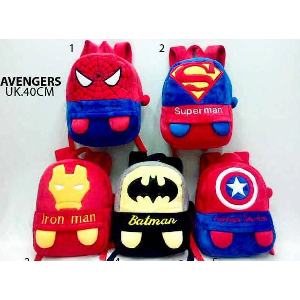 Ransel Tangan Besar Boneka Avengers Spiderman Batman Ironman Superman