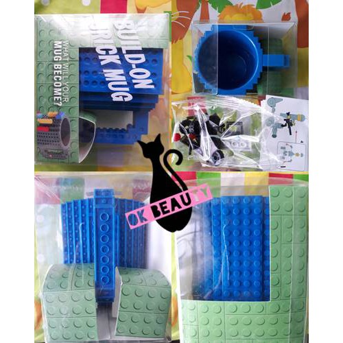 GELAS PLASTIK 350ML CANGKIR MUG SOUVENIR LEGO BUILD BRICK PUZZLE TEH KOPI KADO