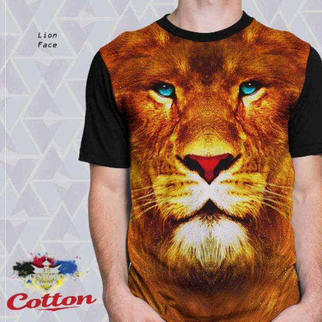 PROMO Kaos 3D Pria Kaos 3D Hewan Termurah - Lion Face