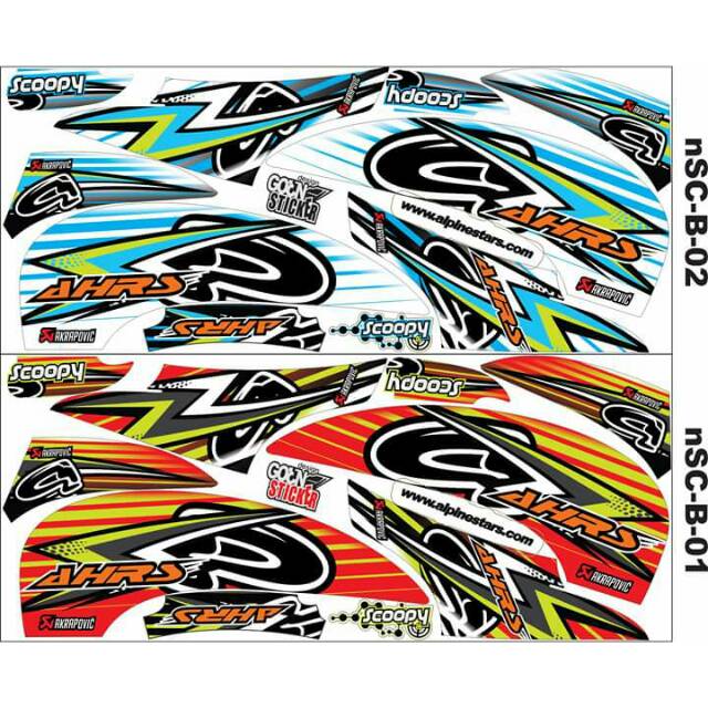striping/lis/sticker variasi scoopy fi & new "AHRS" putih & merah
