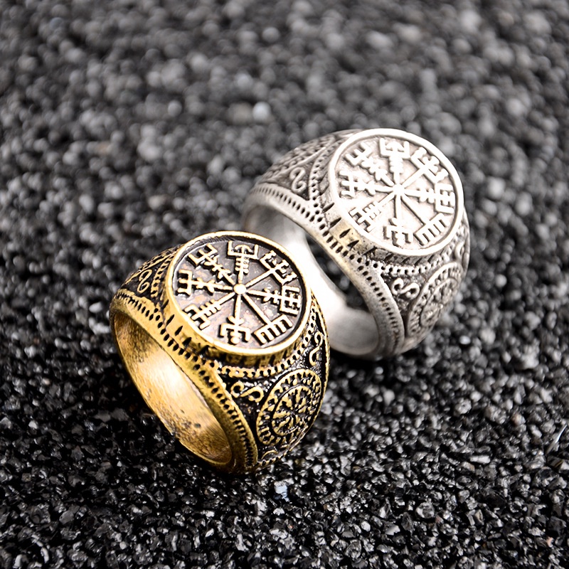 New Nordic mitologi Viking vintage Odin logo cincin pria trendsetter kepribadian kreatif Cincin orna