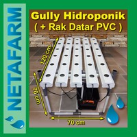 Paket Hidroponik Gully Trapesium 30 lubang + Rak Datar PVC