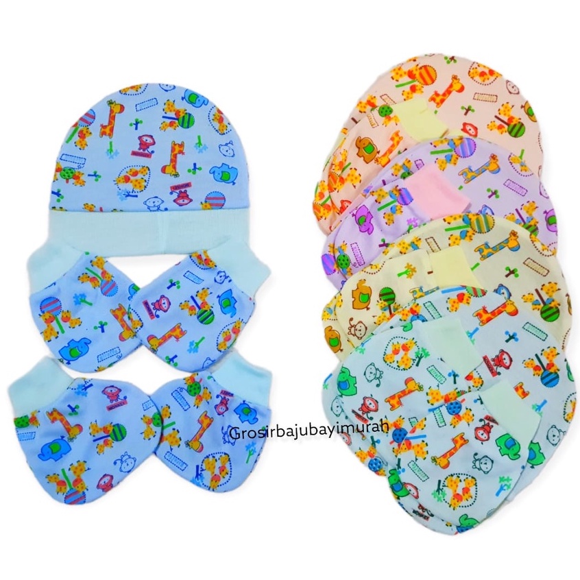 TOPI SET sarung tangan kaki bayi BABY PIETY