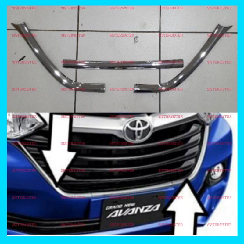 List Grill Toyota Grand Avanza 2015 2017 2018 Chrome 3 pcs