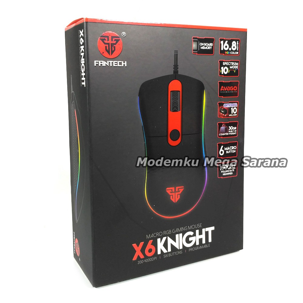 Fantech Mouse Gaming Knight X6 Macro RGB With Memory