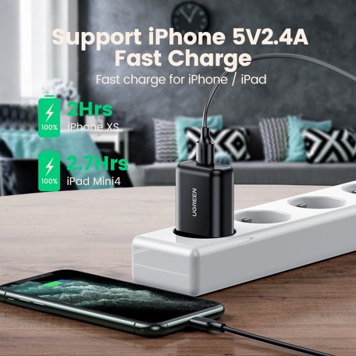 Kepala Charger Iphone UGREEN 18W Fast Charging Iphone 8 X XR XS 11 &amp; Android QC 3.0 FCP AFC