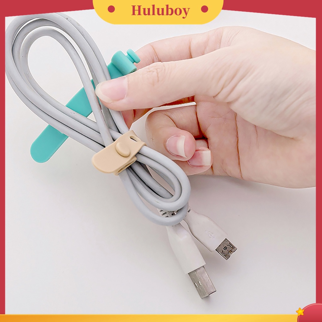 Huluboy 4Pcs / Set Winder Organizer Kabel Charger / Earphone Bahan Silikon Tahan Lama