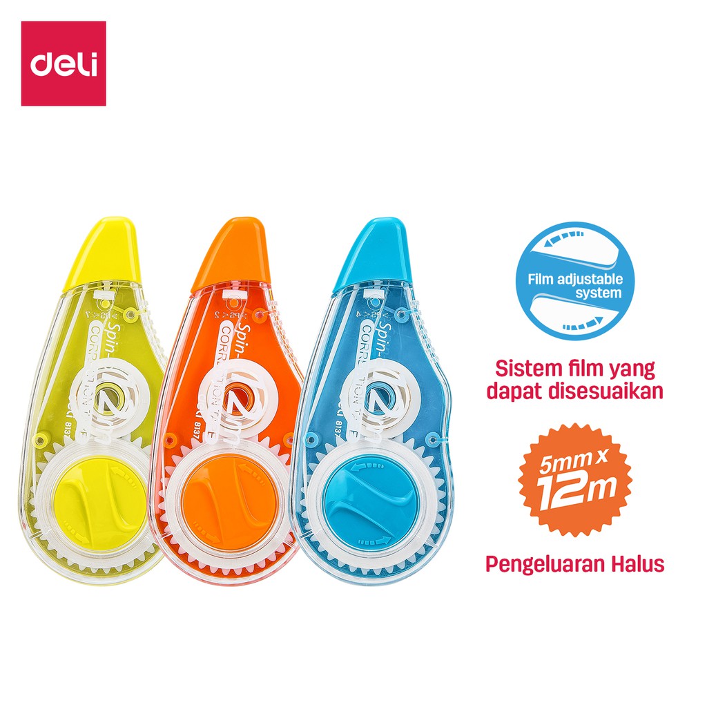 

Deli Tip X- Koreksi Tape 5mm X 12mm cepat kering dan hasil dapat langsung menulis desain unik E8137