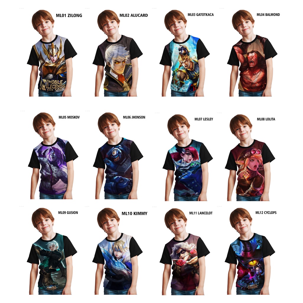 BAJU T'shirt  KAOS ANAK MOBILE LEGEND ML - BAJU KAOS DISTRO GAMING MOBILE LEGEND ANAK