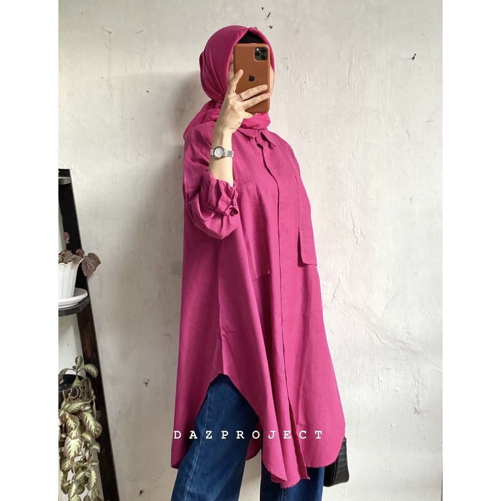 Pocket Rami Tunik Polos Kantung Tunik Pink Fuschia tunik 2 pouch rami by DAZPROJECT