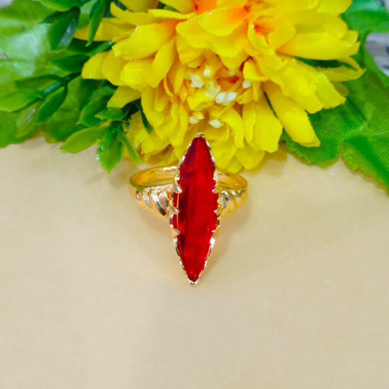 cincin xuping dewasa permata batu merah