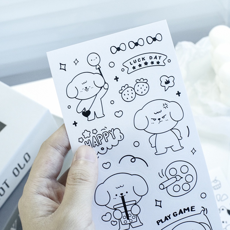 

[ , ] 2 Lembar Stiker Motif Kartun Hewan Warna Hitam Putih Untuk Dekorasi Scrapbooking
