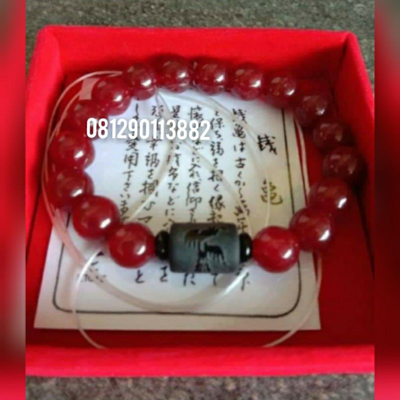 GELANG GIOK MERAH NATURAL MIX TABUNG UKIRAN NAGA PRIA & WANITA