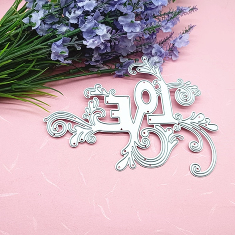 Zzz Cetakan Stensil Cutting Dies Motif Tulisan Love Macrame Bahan Metal Untuk Scrapbook / Craft DIY