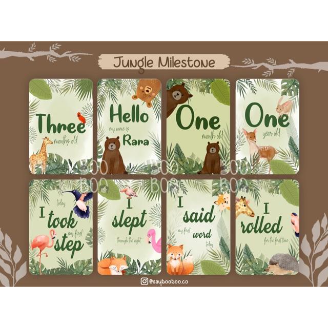BooBoo Baby Milestone Card - Kartu Selfie Bayi FREE CUSTOM NAMA-Jungle