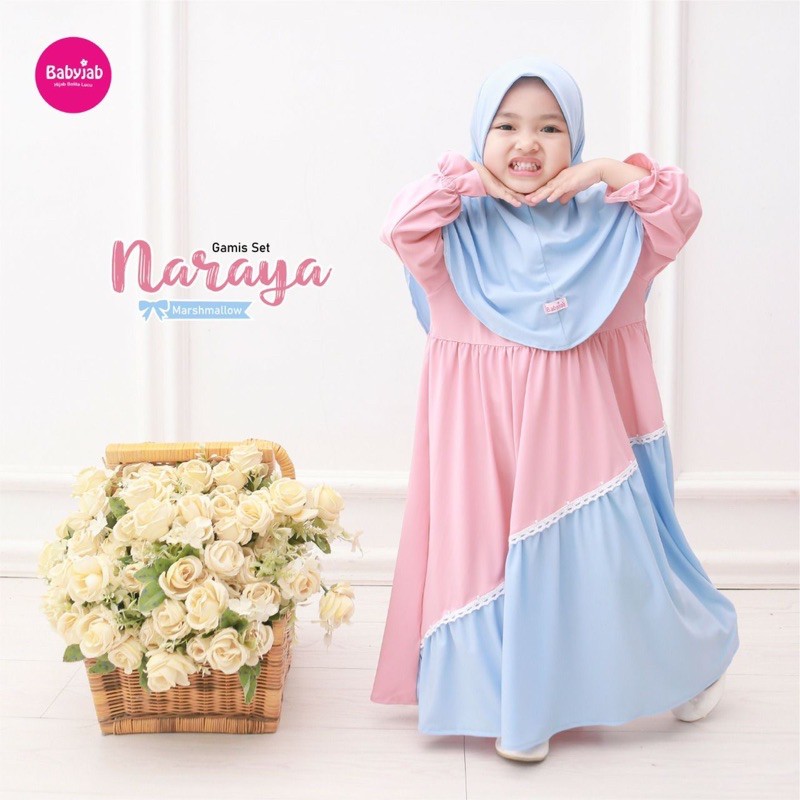 Babyjab Gamis Set Naraya Anak Bayi - Baby Jab Setelan Jilbab Anak Perempuan 1 2 4 5 6 Tahun