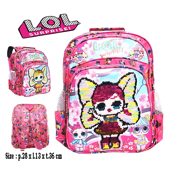 Tas Anak Ransel SEQUIN LOL - Tas Ransel Anak Sekolah SD Usap Karakter LOL