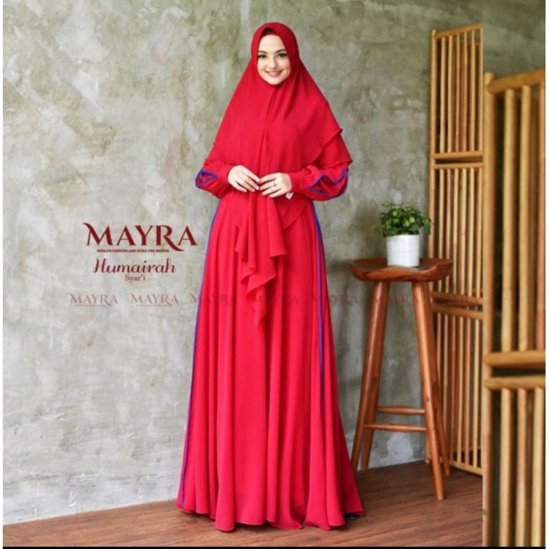 Syari Premium Original Mayra/Set Gamis Cantik Branded/Khimar Jumbo/Gamis Elegant mewah/Dress Pesta/B