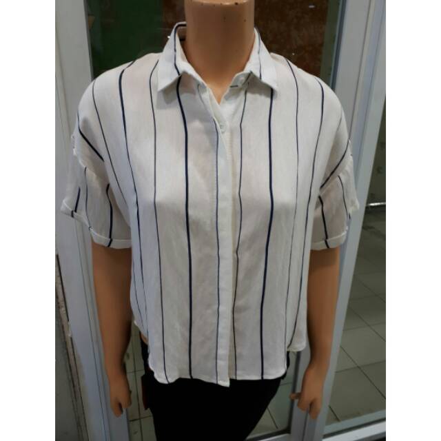 Blouse Bangkok Putih Garis Garis Hitam