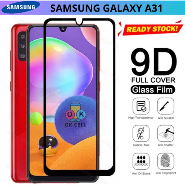 Samsung A31 Tempered Glass 9D Full Screen Protector - Samsung Galaxy A31 TG Anti Gores Full Layar