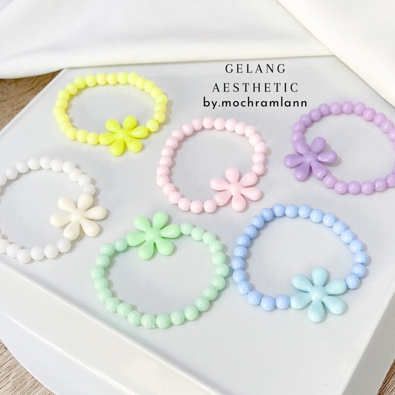 GELANG MANIK BUNGA PASTEL / GELANG MANIK KOREA / GELANG BUNGA PASTEL COLORFUL