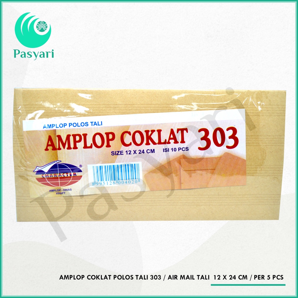 

Amplop Coklat Polos Tali 303 / Tali 12 x 24 cm / per 5 pcs