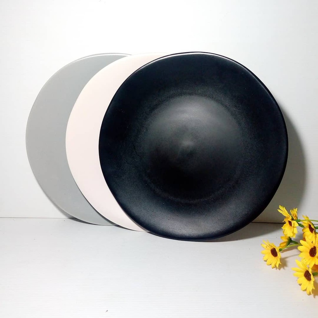 00374 Piring Makan Keramik Polos  / Piring Keramik Bulat / Piring Makan Ceper / Piring Ceper Keramik