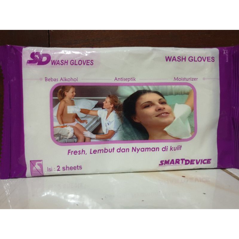 SD Wash Gloves Waslap Basah Antiseptic Isi 2 / 4 Sarung Tangan Anti Bakteri