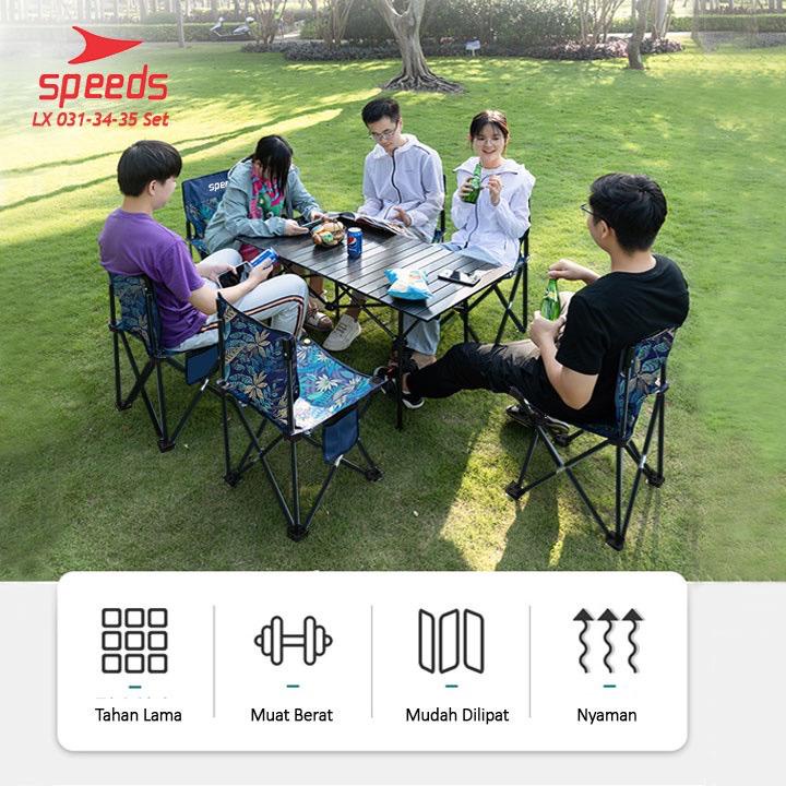 Set Kursi + Meja Lipat Portable SPEEDS Folding Chair Fold Table Meja Camping Memancing Piknik Outdoo