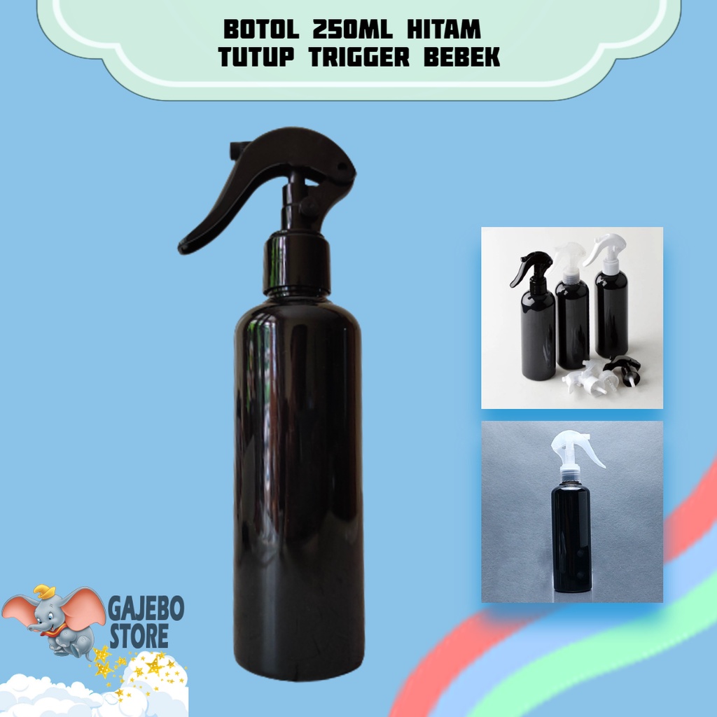 BOTOL PLASTIK 250ML TRIGGER BEBEK HITAM / BOTOL PLASTIK SPRAY TRIGGER 250ML HITAM BEBEK