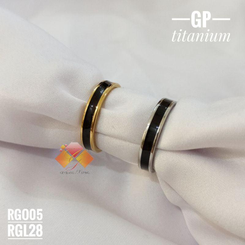 Cincin titanium Hitam List Gold/Silver RGO04/RGL28