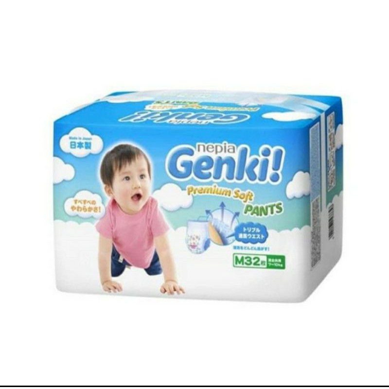 Nepia Genki Diapers Pants - Diapers Popok Celana Sekali Pakai ( L30 M32 XL26 XL38 )