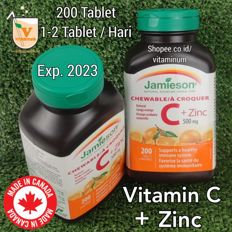 Jamieson Vitamin C Zinc 500mg 200 Tablet. Rasa Jeruk. Anak - Dewasa