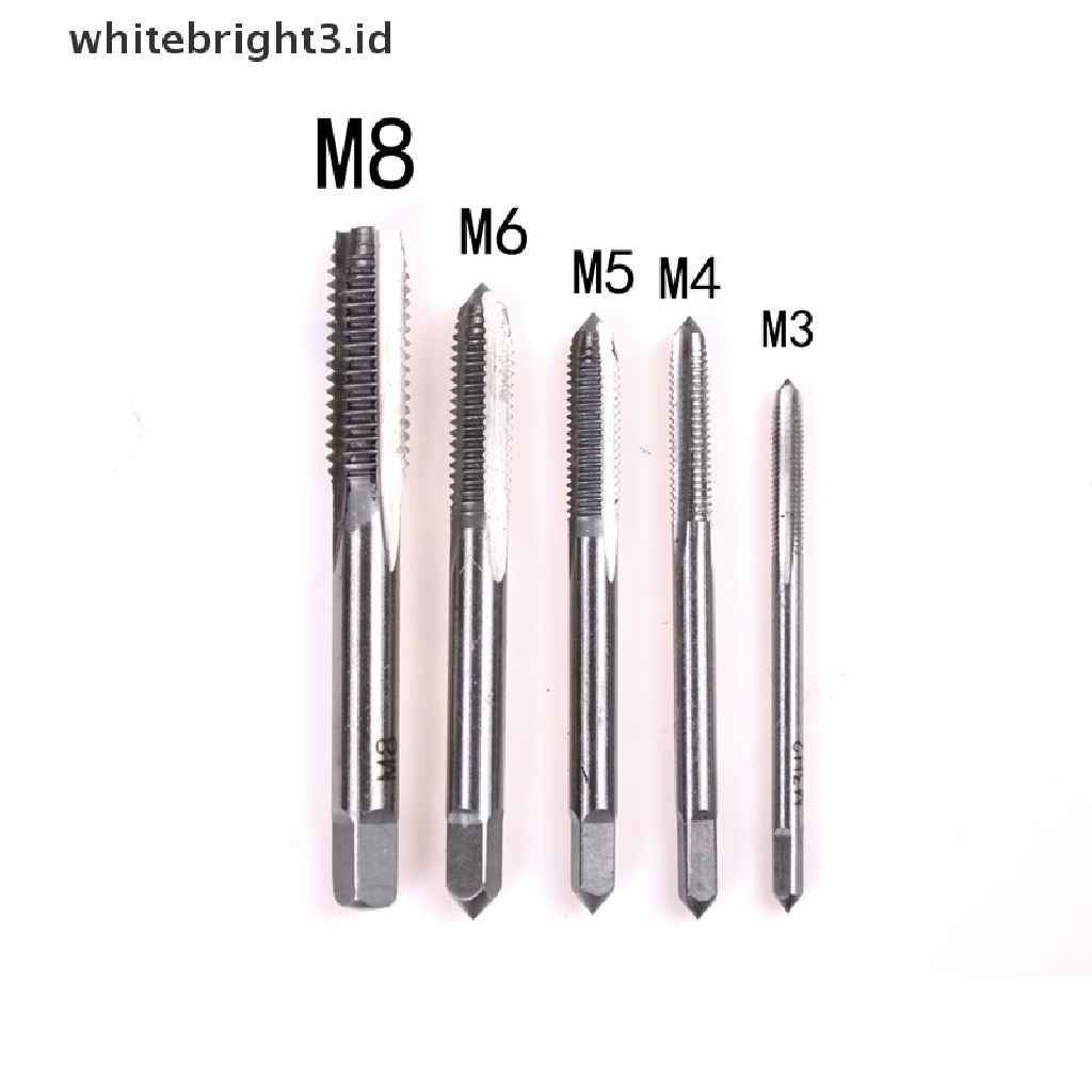 {whitebright3.id} 5pcs/Set M3 M4 M5 M6 M8 Hand Tap Straight Flute 3mm-8mm Hand Fast tapping Tool ,