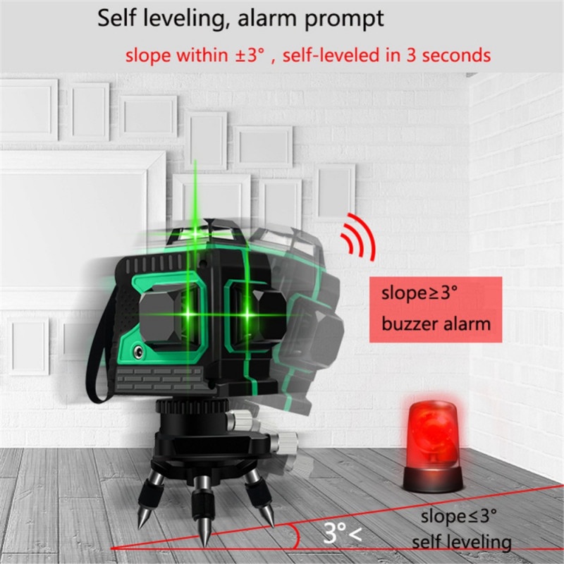 Laser Level Self Leveling 3D Wall Meter Laser Beam 12 Line Recharge