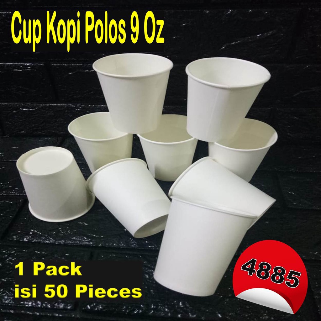 Cup Kopi Cup Kertas Putih Polos Paper Cup 9 Oz Coffee Cup Tanpa Tutup 1 Pack Isi 50 Pieces. 4885