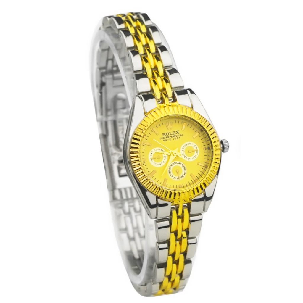 WBS  JAM TANGAN COUPLE FREE BATERAI ✅COD ROLEX RANTAI CHRONO IMPORT GROSIR MURAH SPORT  CASUAL PASANGAN PRIA WANITA ANAK REMAJA DEWASA RX004-WANITA KOMB PLA GOLD
