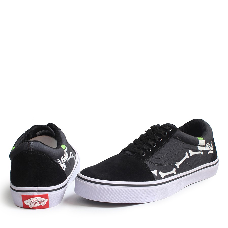 SM88 - SIAP KIRIM Sepatu Pria Sneakers Cowok Vans Oldskool Motif Tulang Hitam Kasual Sekolah Premium