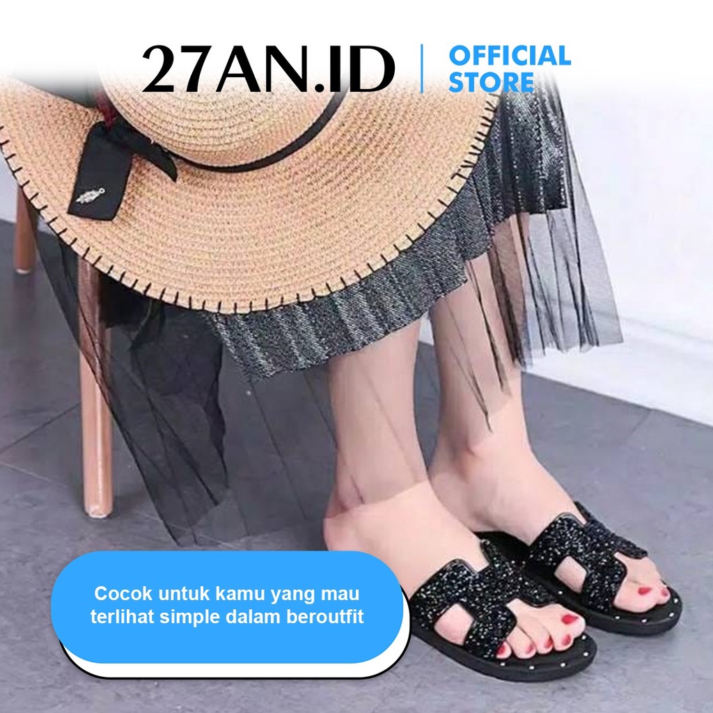 Sandal Wanita SP17  Sandal Slop Motif Manik-Manik Fashion Korea Import Real Pict