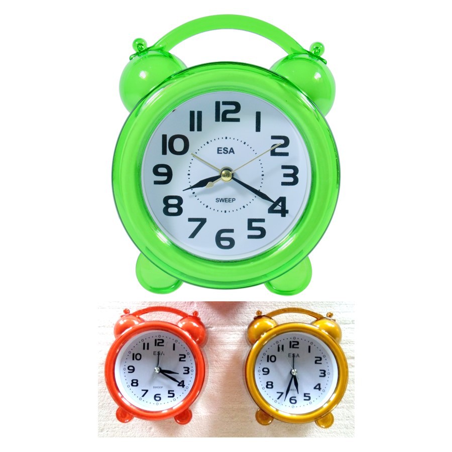 Jam Meja Alarm Clock Beker Bentuk Unik Bunyi Kring Melody Sweep Movement Free Baterai