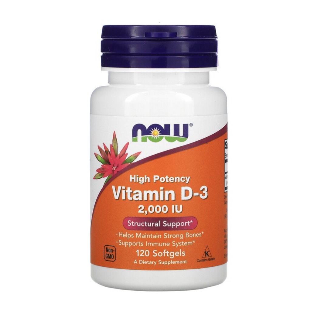 Now Vit D Vitamin D3 2000 iu 120 atau 240 softgels