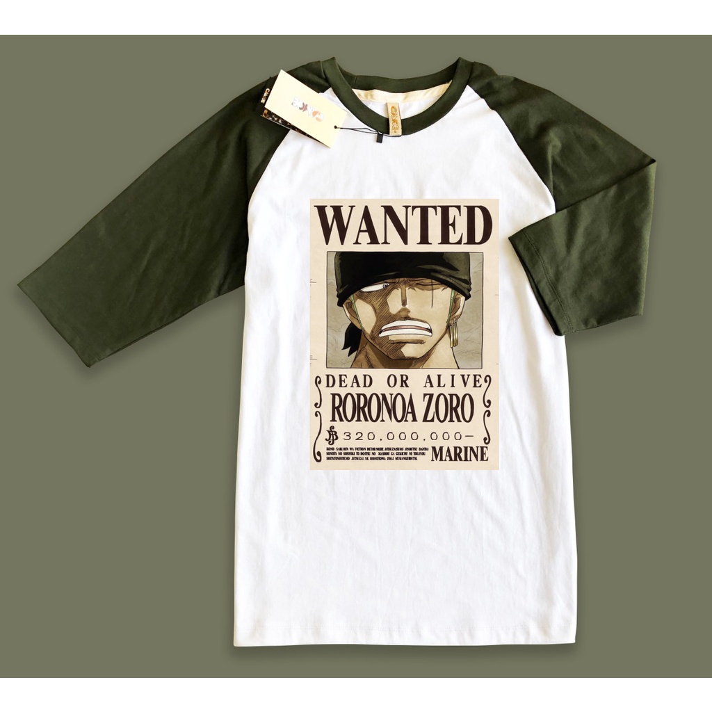 Kaos Raglan Anime One Piece Zoro Wanted