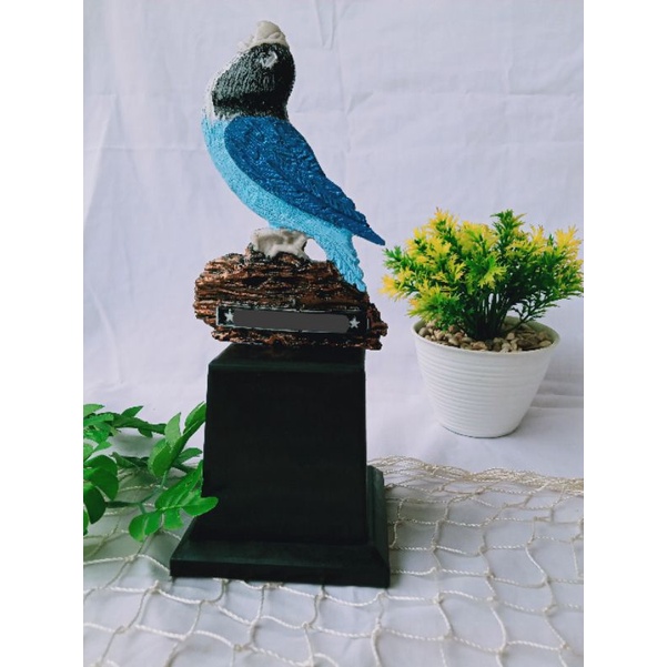 Piala Trophy Burung Lovebird Biru