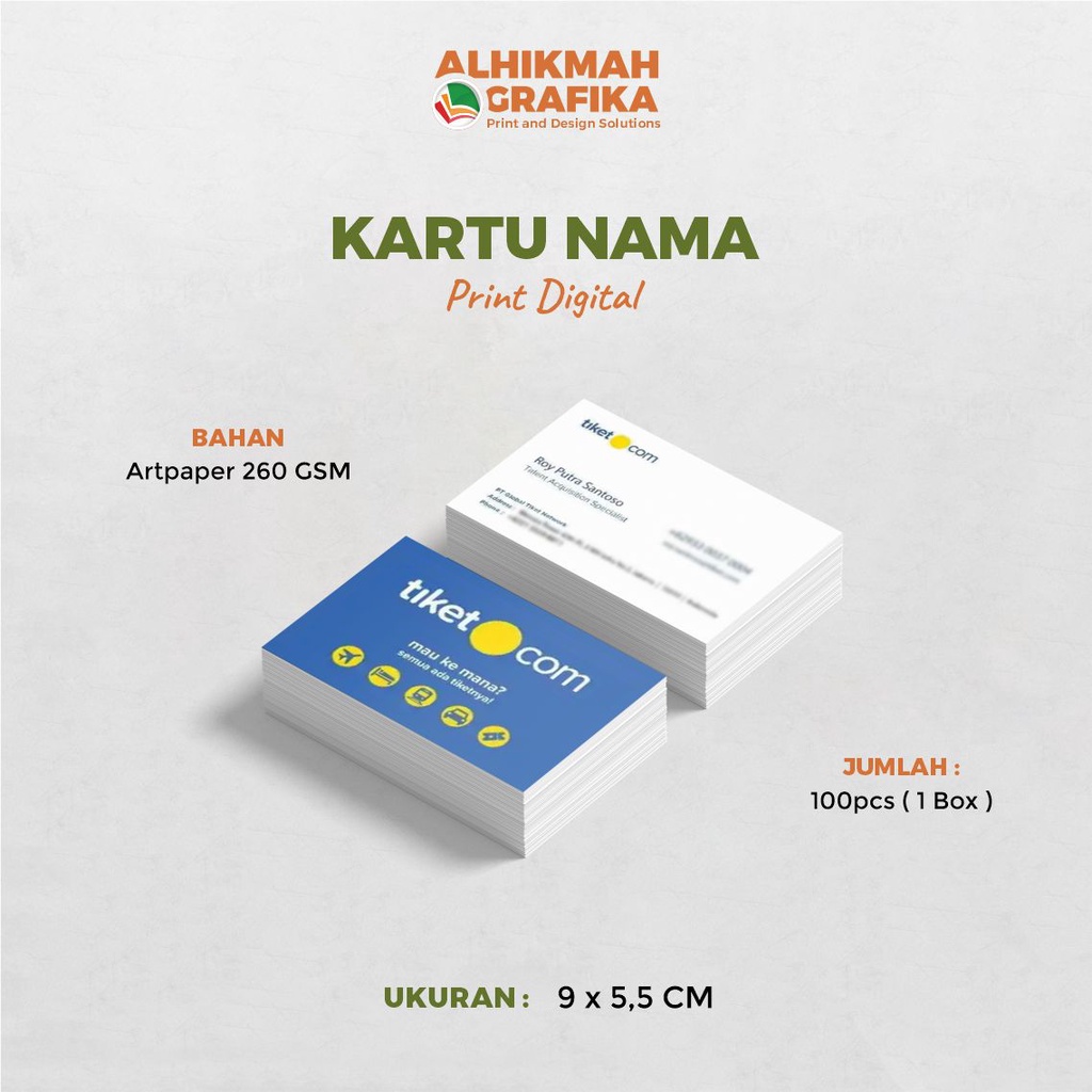 

Kartu Nama Custom/ Thank You Card / Business Card Bahan Art Paper 260gr 1 sisi dan 2 sisi