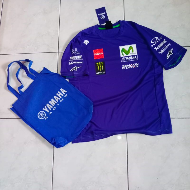 Baju Kaos TShirt Team wear Movistar Yamaha Motogp 2017 ori YGP by Descente size M
